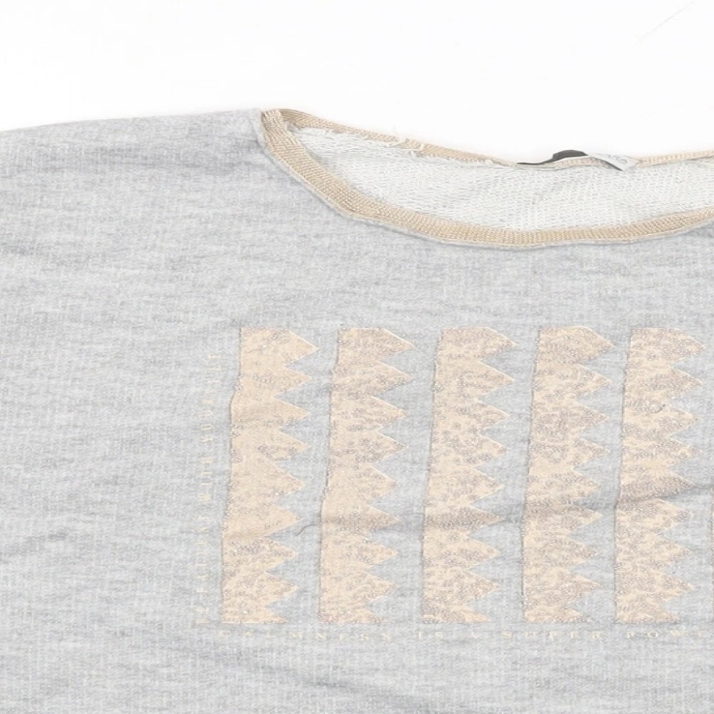 Zara Gray Top with Gold Trim Size Medium - Picture 3 of 7